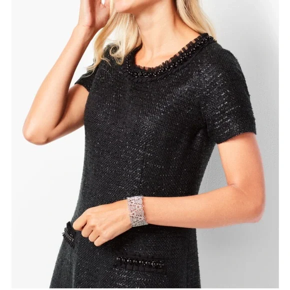 Talbots Black Sparkle Tweed Sheath Dress - Picture 4 of 8